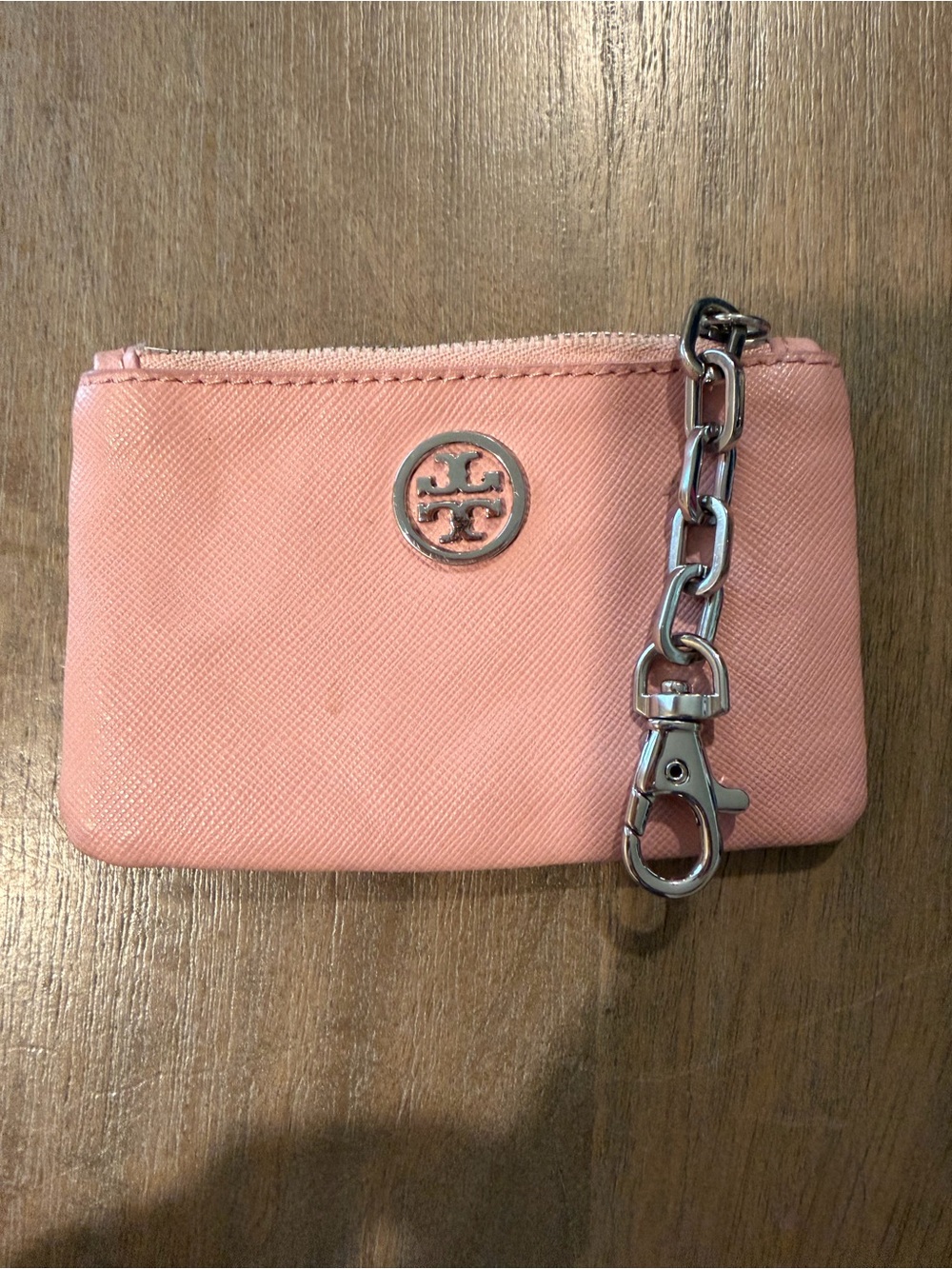 Tory Burch Pink Zip Card Case with Key Chain